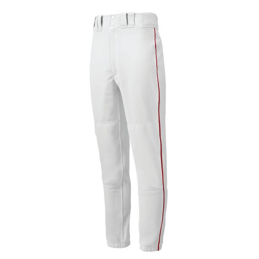 Pantaloni Mizuno Baseball Premier Piped Uomo - Bianche/Rosse - 74291-GUPH